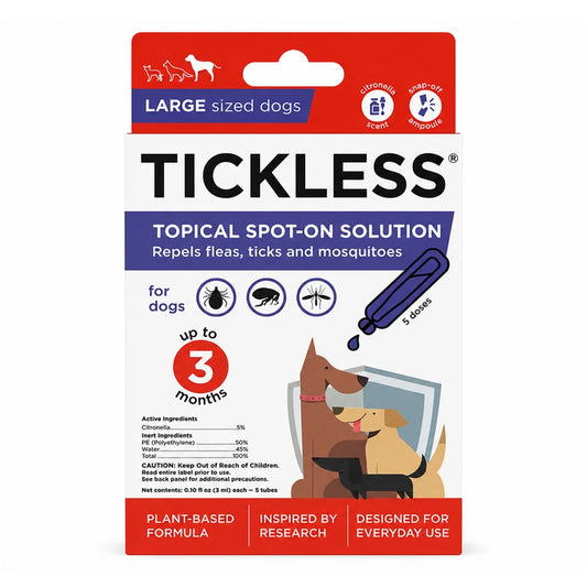 TICKLESS Topical SPOT-ON Hund, Large 5x3 ml. (40-60 kg)