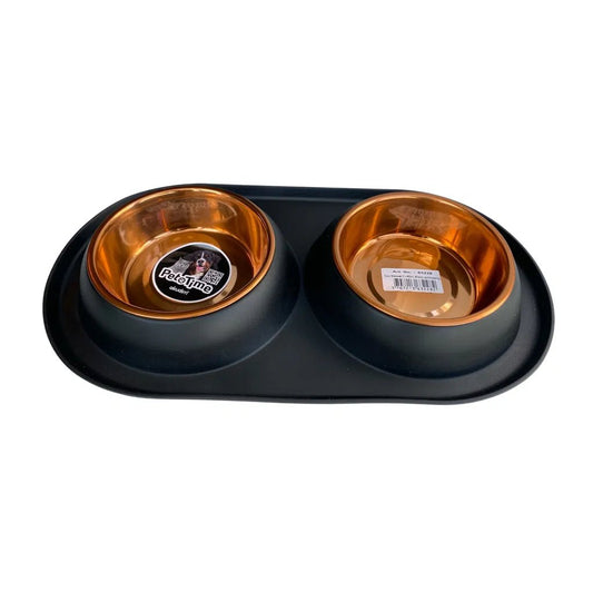 Osso Skålesæt 2 x 770ml, Ø17cm, sort/messing - MyDreamPet Dyrehandel